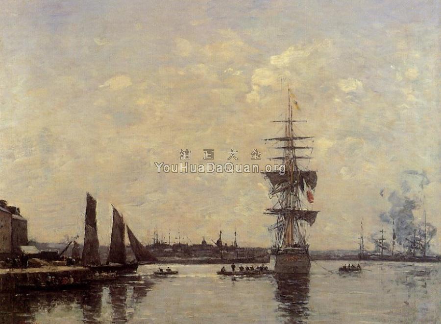 Sailing Boats at Quay - 尤金·布丹